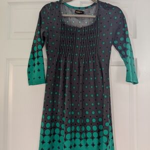 Gray and Teal Polka Dot Dress